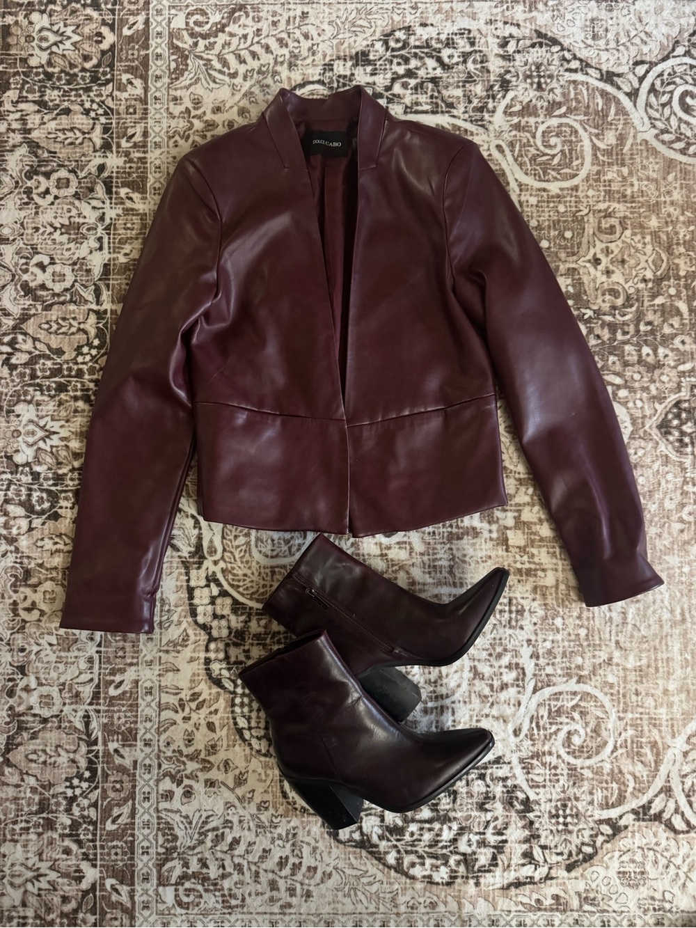 Deep Burgundy Faux Leather Jacket & Vince Camuto Boots